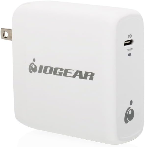 IOGEAR 100W USB-C GaN Wall Charger, Compact Fast Charger with Foldable Plug