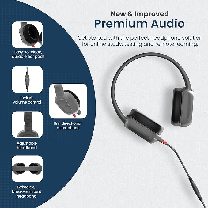 Brenthaven Wired Headphones with Mic | 3.5 mm Jack On-Ear Rugged 2 Adjustable