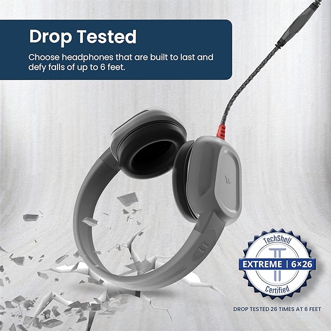 Brenthaven Wired Headphones with Mic | 3.5 mm Jack On-Ear Rugged 2 Adjustable