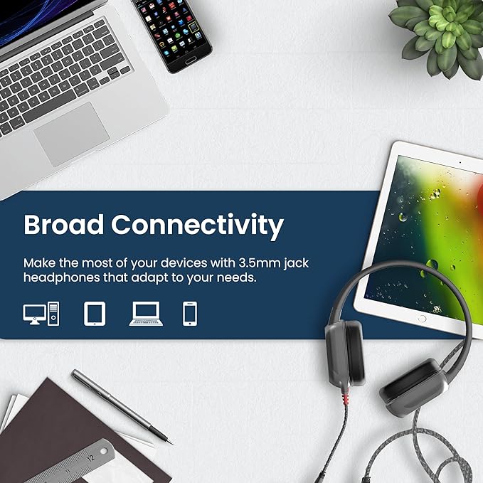 Brenthaven Wired Headphones with Mic | 3.5 mm Jack On-Ear Rugged 2 Adjustable