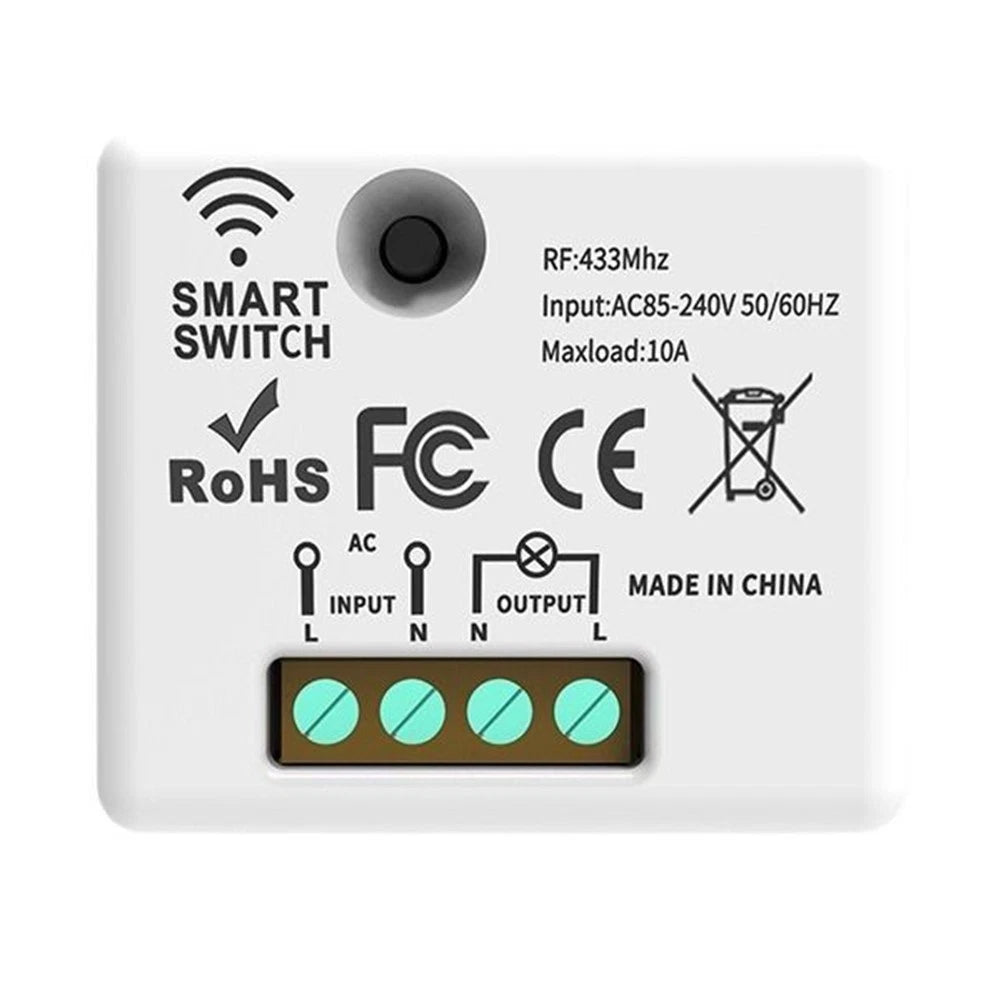 Remote Control Wireless Wall Switch 1Gang 86 Panel 433MHz 10 Amp Power
